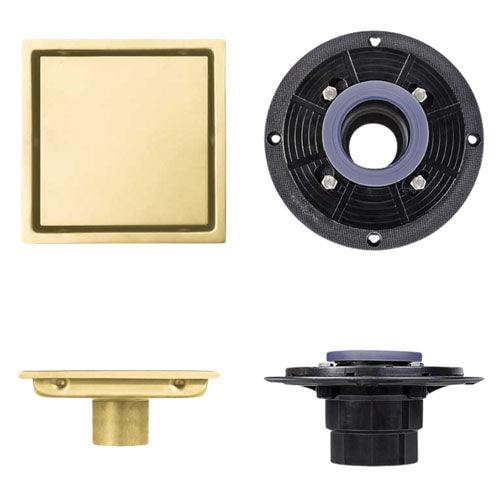 6 Inch Square Shower Floor Drain (Gold)