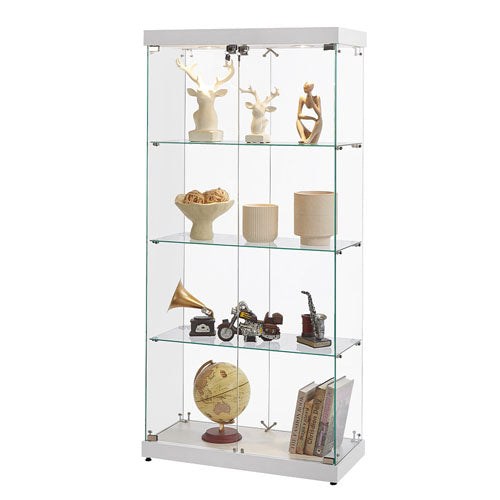 4-Tier Double Door Glass Display Cabinet