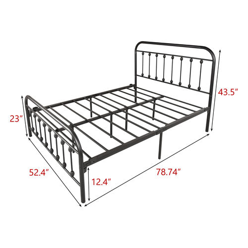 Heavy Duty Metal Full Slat Support Bed Frame (Black)