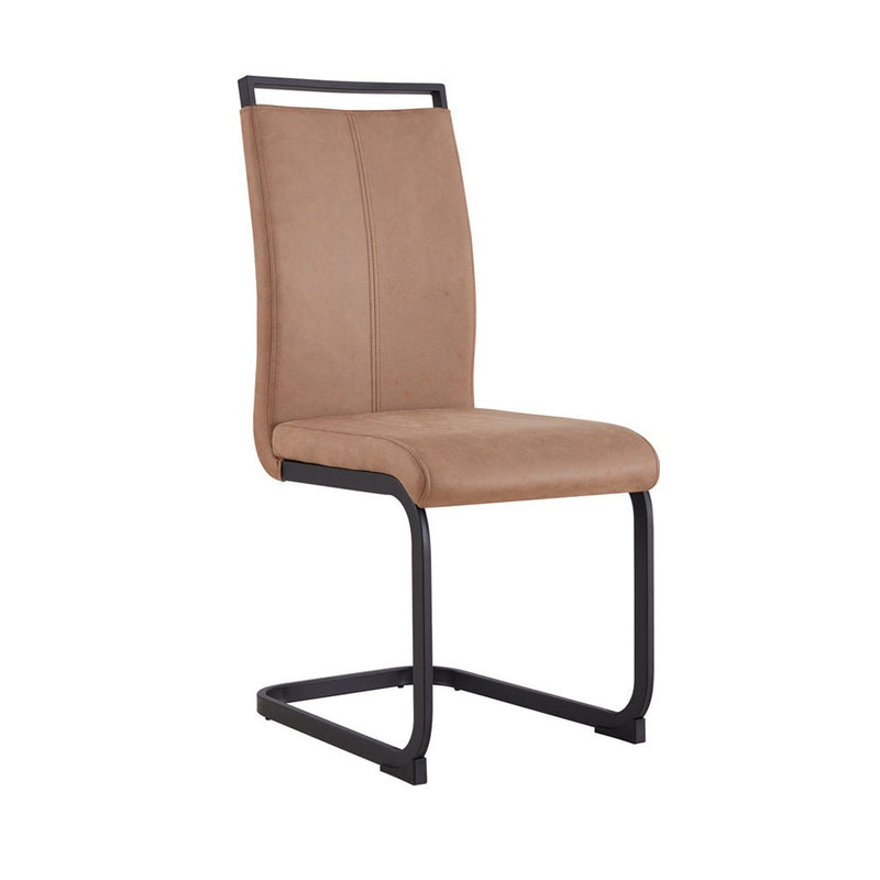 High Back Upholstered Side Chair w/ C Shape Legs 4pc (Brown)