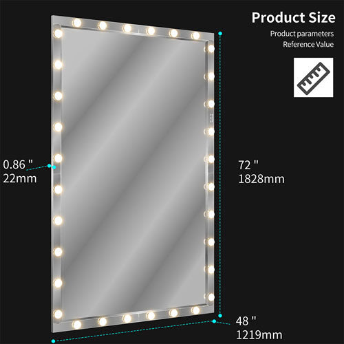 Silver Hollywood LED Full-Length Mirror (72x48")