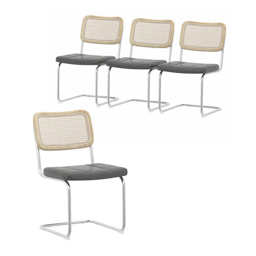 PU Leather Dining Chair w/ Sponge Rattan (Set of 4)