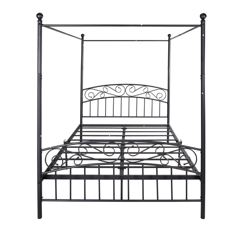 Queen Size Metal Canopy Bed Frame with Head & Footboard