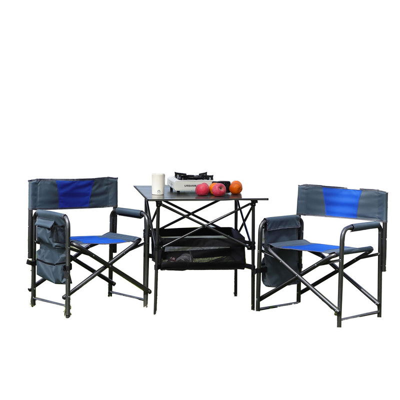 Outdoor Roll up Table & Folding Chair (Set of 3)