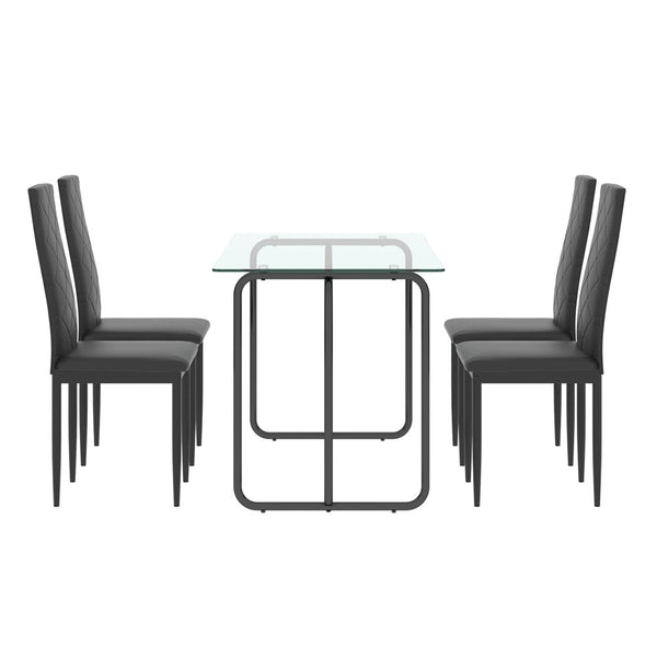 Rectangular Glass Dining Table & Chair Set (Set of 5)