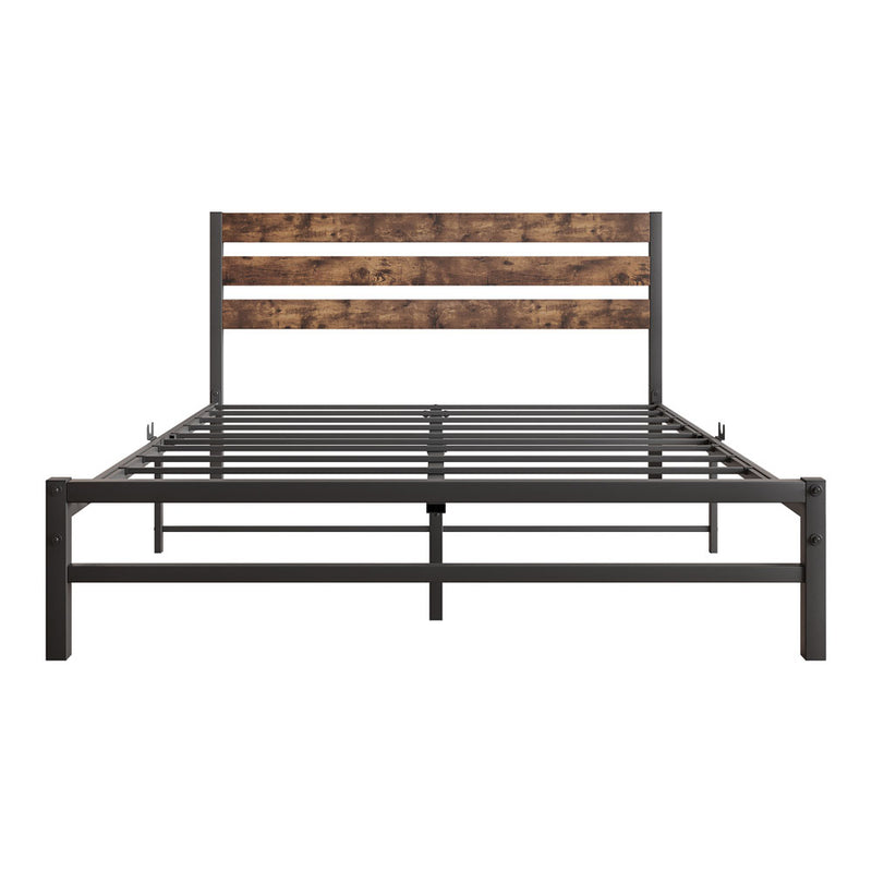 Full-Sized Platform Bedframe with Slats & Vintage Headboard