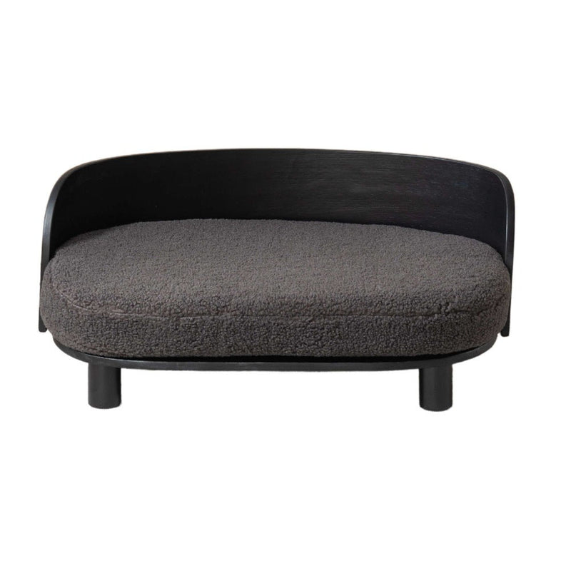 Dog Bed Solid Wood Leg Cashmesh Cushion Black Darcy Grey