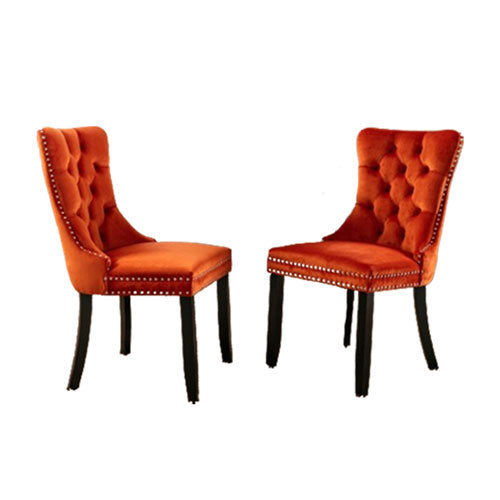 Tufted Velvet Chair with Chrome Metal Legs 2pcs