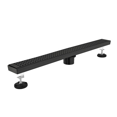 Linear Shower Drain w/ Removable Quadrato Grate (Black)