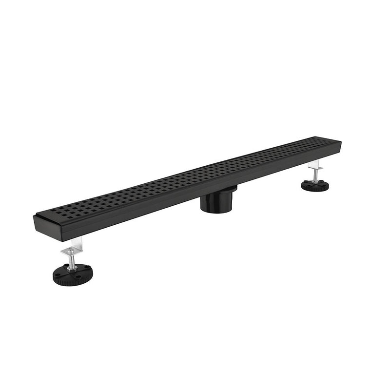 Linear Shower Drain w/ Removable Quadrato Grate (Black)