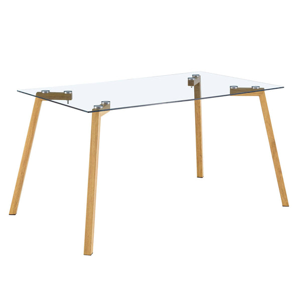 Modern Minimalist Rectangular Tempered Glass Dining Table