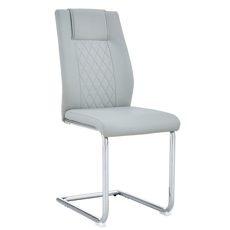 High Back Dining Chairs with Metal Base 4pcs (Grey/Silver)