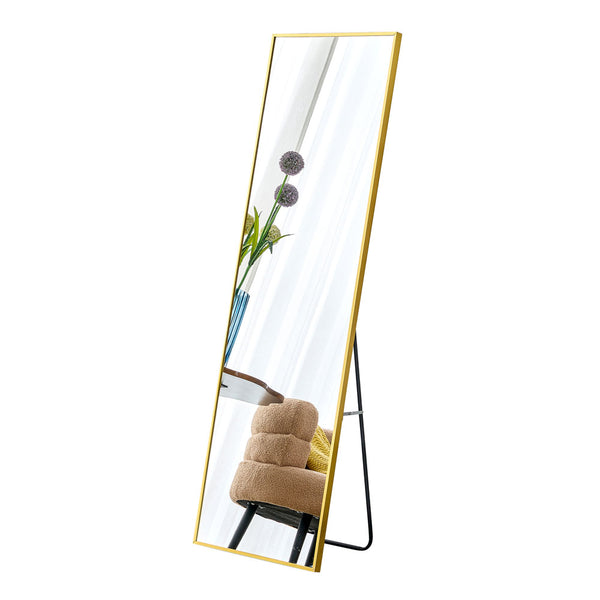 Wall Mounted Full-Length Body Mirror w/ Metal Frame (Golden)