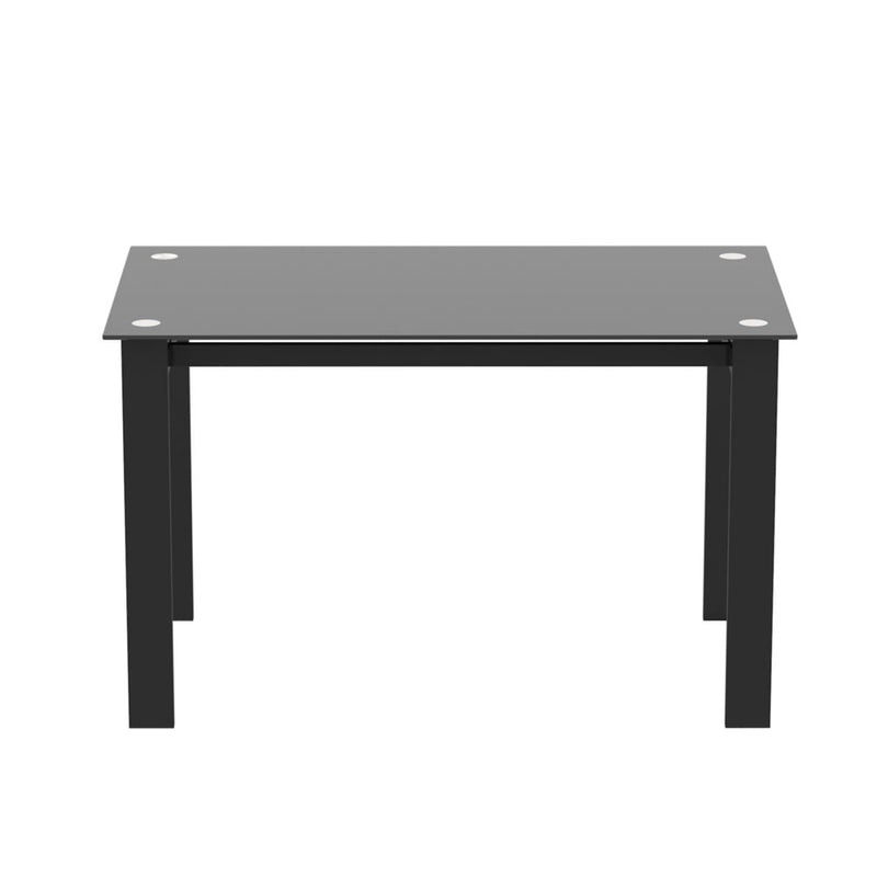 Heavy Duty Minimalist Glass Top Dining Table (Black)