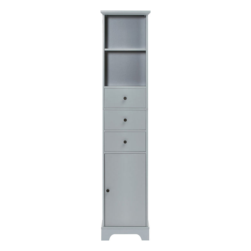 Tall Bathroom Cabinet w/ 3 Drawers & Adjustable Shelf (Grey)