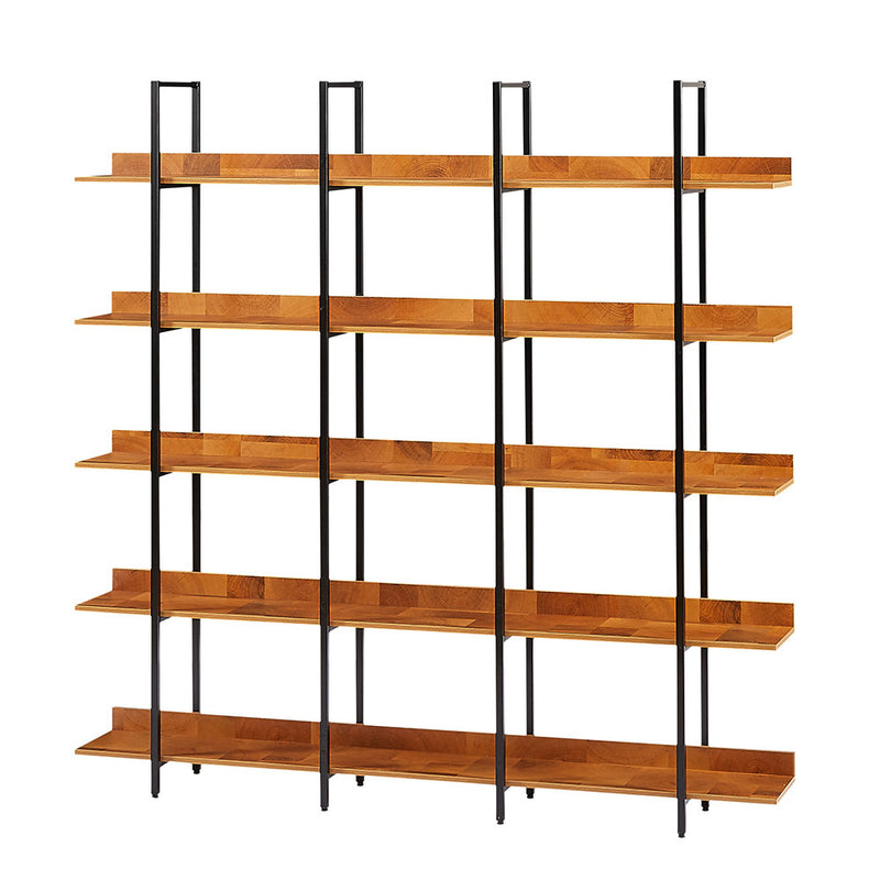 5-Tier Industrial Bookshelf with Metal Frame