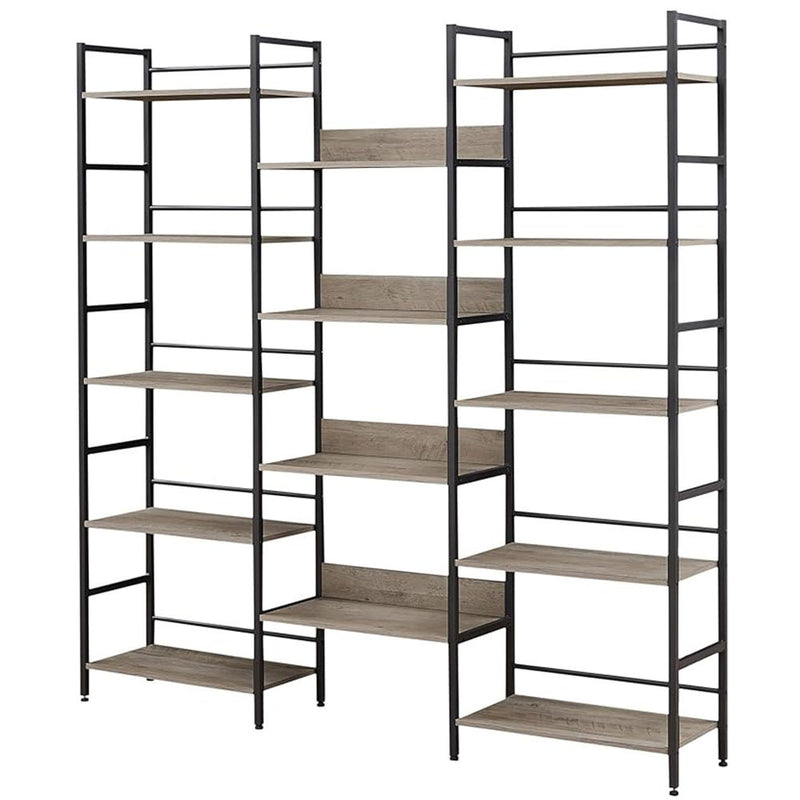 Triple Wide 5-Tier Industrial Bookshelf