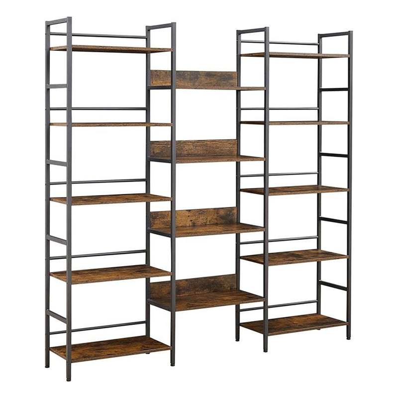 Triple Wide 5-Tier Industrial Bookshelf