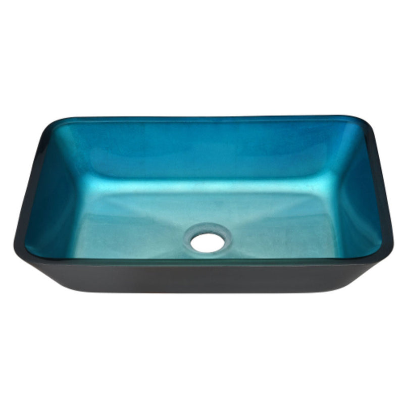 Handmade Turquoise Glass Rectangular Bathroom Sink Set