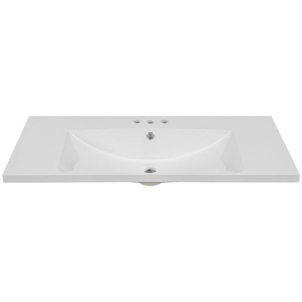 Ceramic Single Bathroom Vanity Top with 3-Faucet Holes