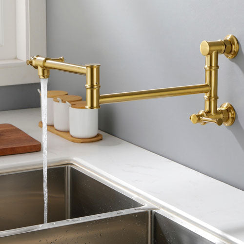 Wall Mount Pot Filler Faucet (Gold)