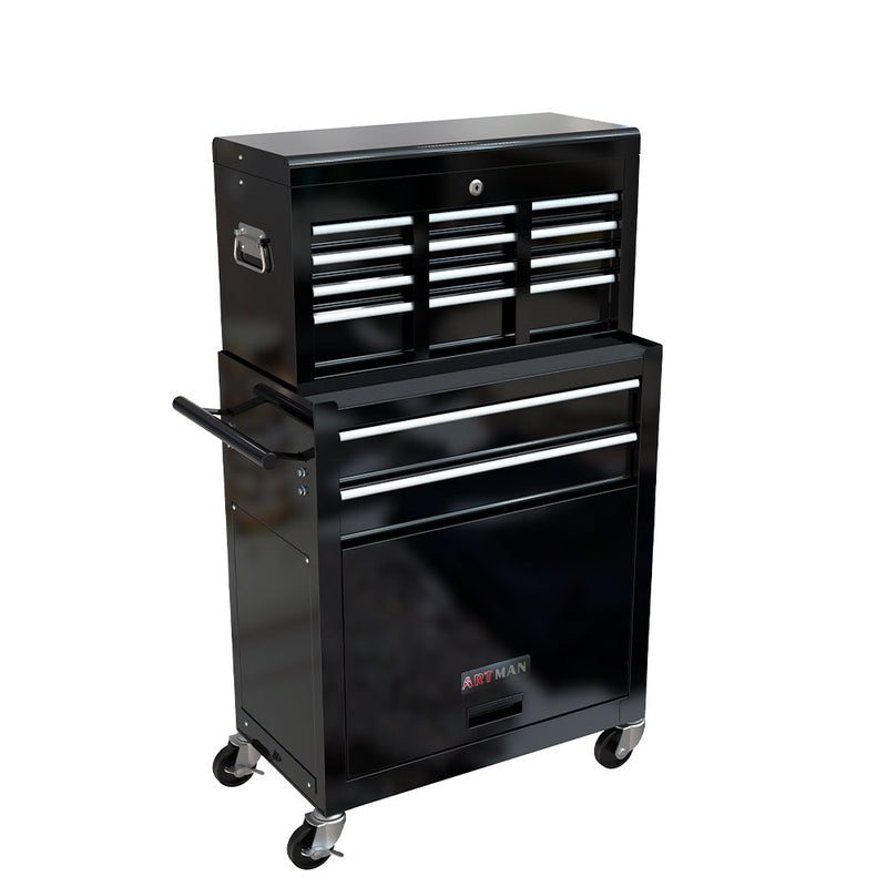 8-Drawer Rolling Tool Chest Cabinet with Wheels (Black)