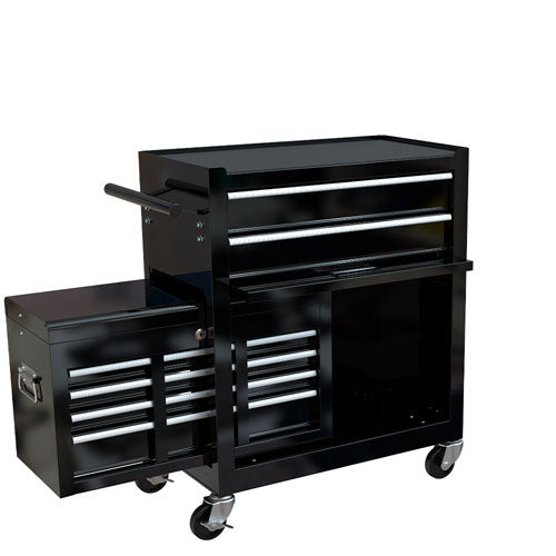 8-Drawer Rolling Tool Chest Cabinet with Wheels (Black)