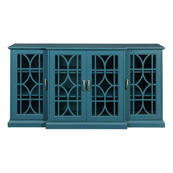 63" TV Stand Storage Buffet Cabinet Sideboard (Teal Blue)