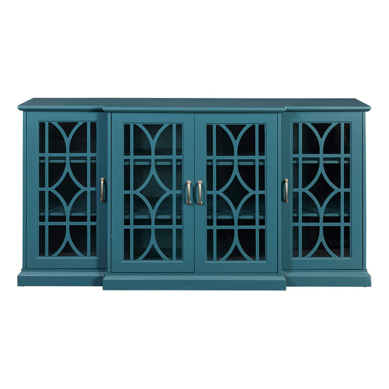 63" TV Stand Storage Buffet Cabinet Sideboard (Teal Blue)