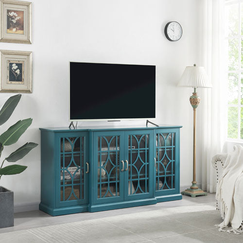 63" TV Stand Storage Buffet Cabinet Sideboard (Teal Blue)