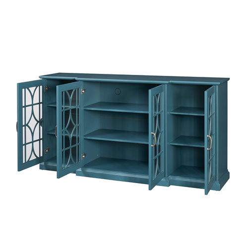 63" TV Stand Storage Buffet Cabinet Sideboard (Teal Blue)