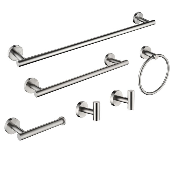 Wall Mounted Stainless Steel Bathroom Towel Rack Set 6pcs