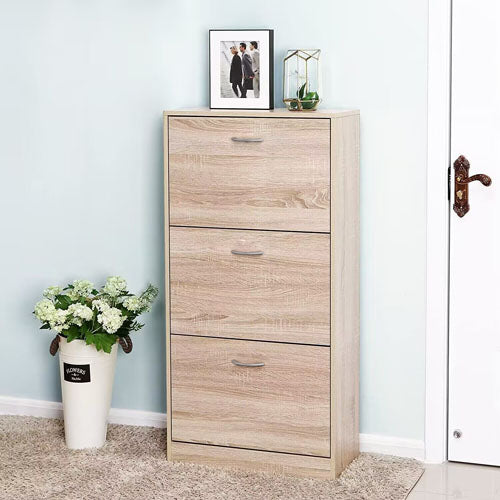 3 Layers Entryway Free Standing Wooden Shoe Rack