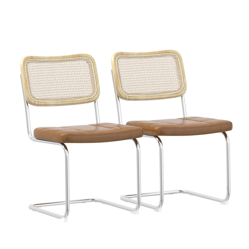 PU Leather Dining Chair w/ Sponge Rattan (Set of 2)