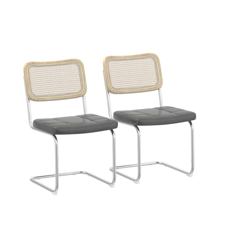 PU Leather Dining Chair w/ Sponge Rattan (Set of 2)