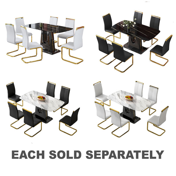 6-Seater Marble Table & Gold Plated Chair Set