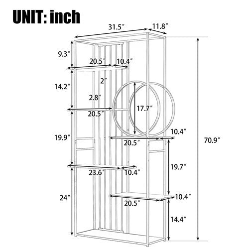 6-Tier Bookcase with Black Metal Frame