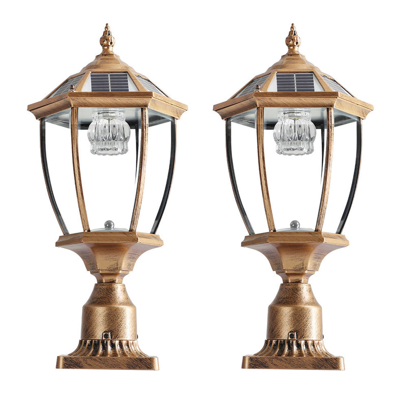 Retro Gold Dimmable Solar-Powered Column Headlights