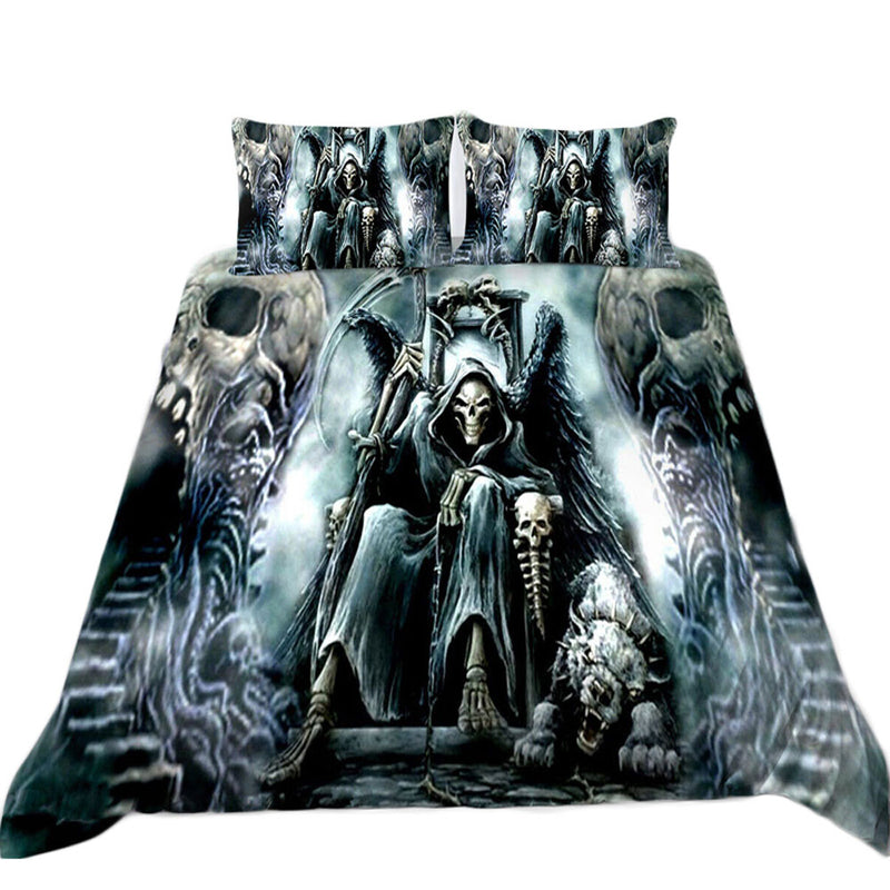 3D Printed Skull Design Bedding Set