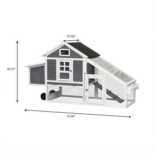 Chicken Coop with Removable Tray & Ramp (Grey)