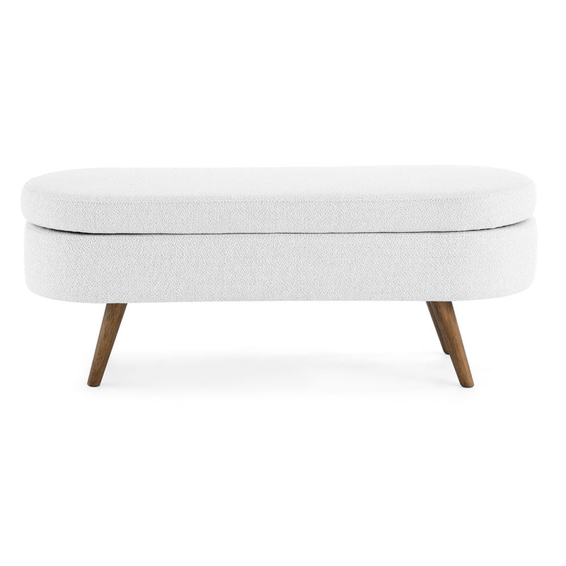 Ottoman Linen Storage Bench with Wooden Legs