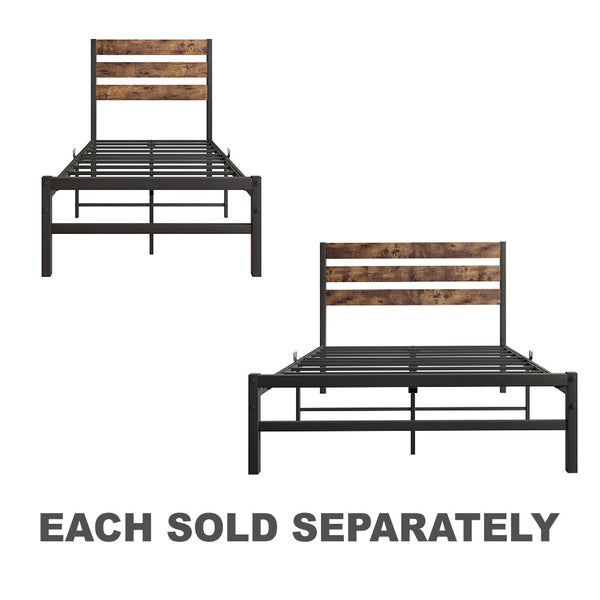 Platform Bedframe w/ Slats & Wooden Headboard