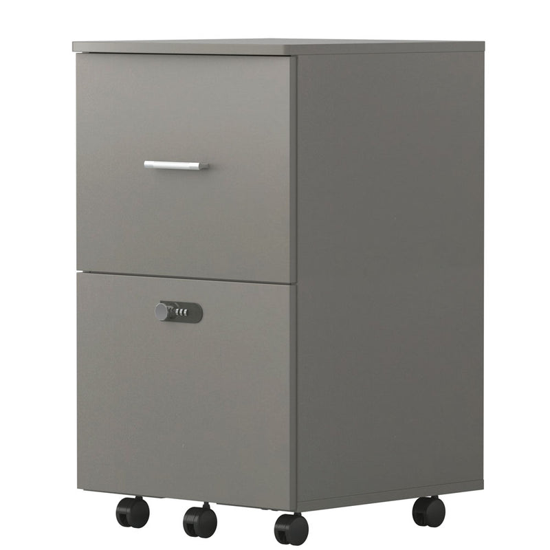 2 Drawers Small Rolling File Cabinet w/ Lock (Antique Grey)