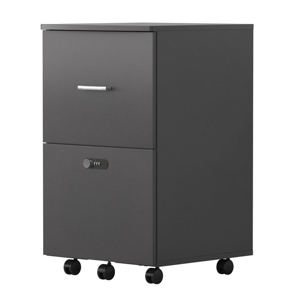 2 Drawers Office Rolling File Cabinet with Lock (Dark Grey)