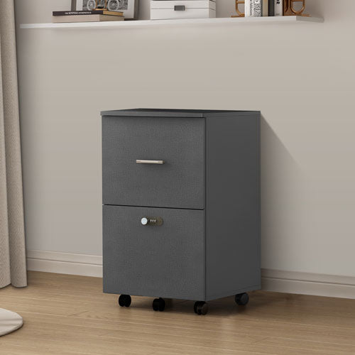 2 Drawers Office Rolling File Cabinet with Lock (Dark Grey)