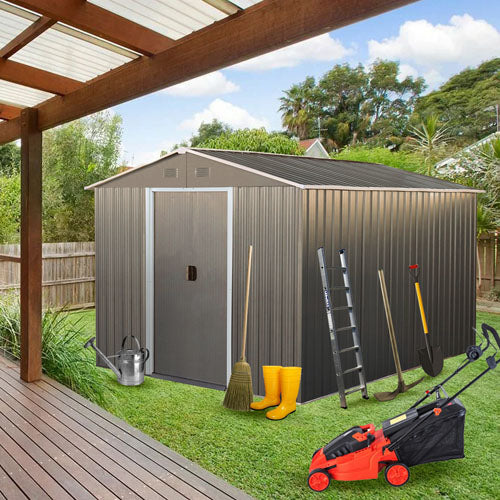 Outdoor Metal Storage Shed with Metal Floor Frame (8x10ft)