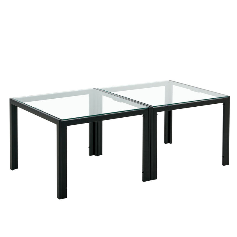 Juego de mesa de café de vidrio cuadrado moderno