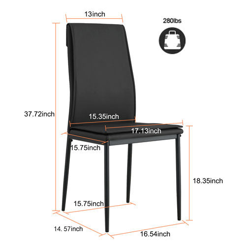 4-Seater Glass Dining Table & Basic Chair Set (Black)