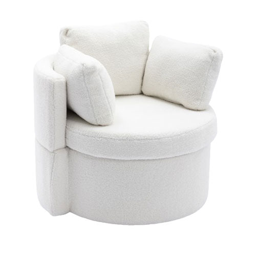 Teddy Fabric Swivel Lounge Chair with Pillow Set