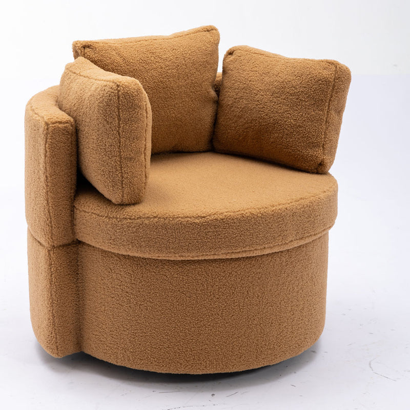 Teddy Fabric Swivel Lounge Chair with Pillow Set